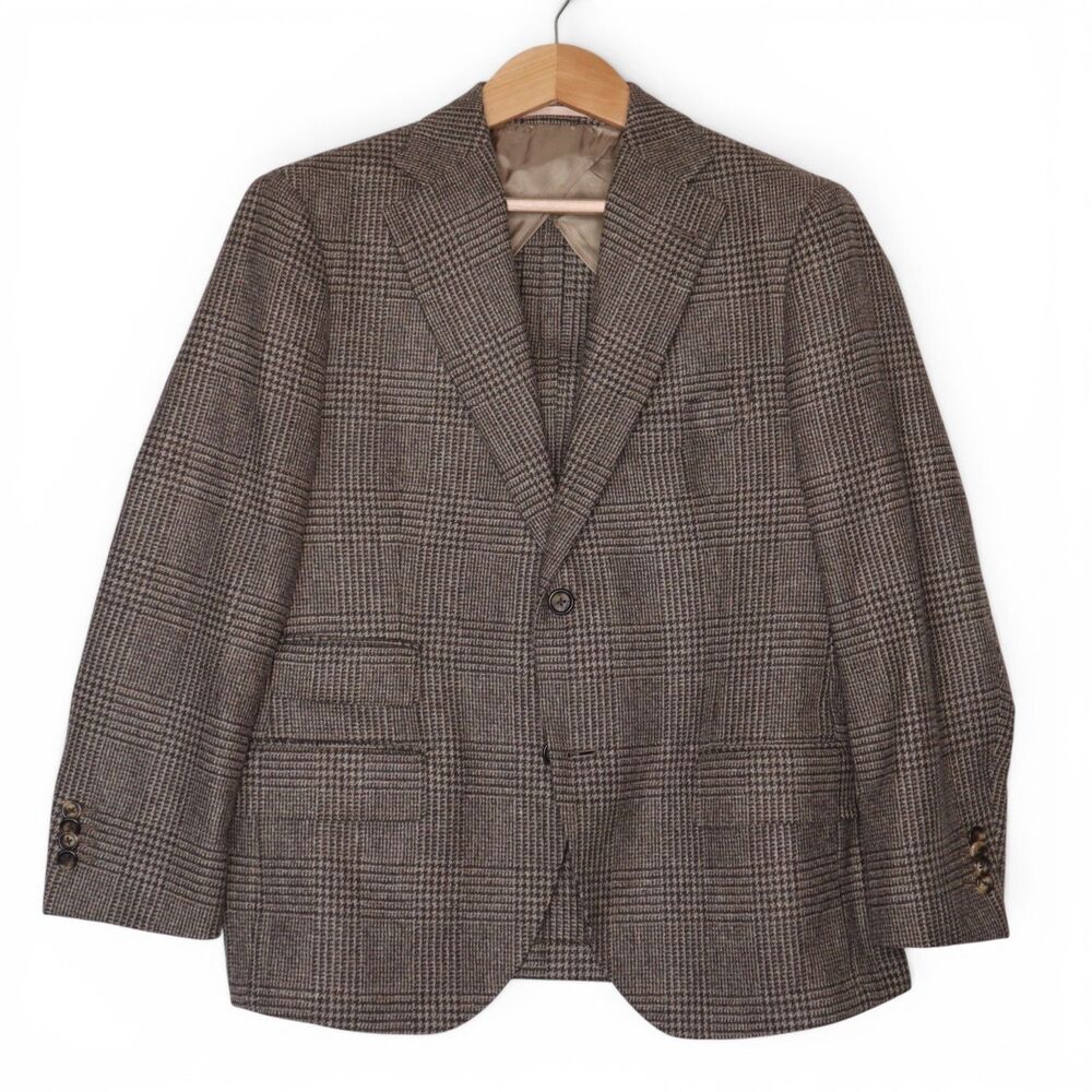 Proper Cloth Lanificio Di Pray Wool Blazer Men's 40 Chestnut Glen Plaid Flannel